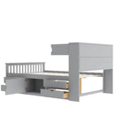 Captain Platform Bed Frame With Bookcase Headboard, 4 Drawers, Storage Shelves by HouseOfZazla