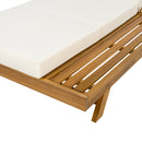 Acacia Wood Lounge Chaise Set with Headrest and Water-Resistant Cushions in Beige