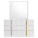 Ines 6-drawer Bedroom Dresser with Mirror White High Gloss