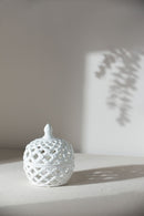 Ceramic Lidded Jar With Lattice Design - White by Unique Piece Furniture