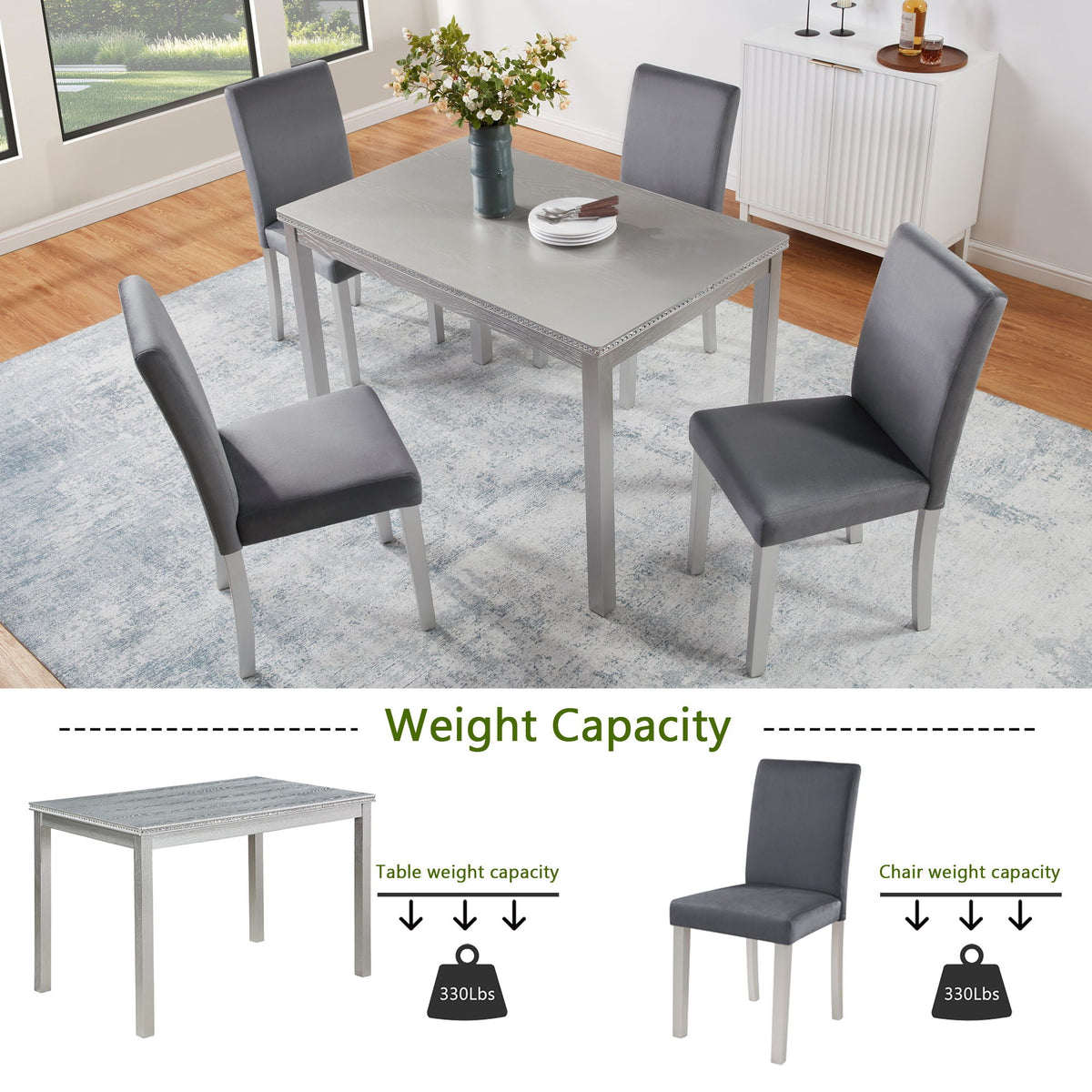 Dining Table Set, Table With A Rectangular Table And Upholstered Chairs, photo 3 of 23