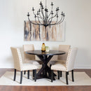 Mytzi - 5 Piece Dining Set, Cross-Buck Dining Table With 4 Stylish Chairs - Black / Beige by HouseOfZazla