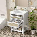 Modern Bathroom Vanity With Integrated Sink, Cabinet With 1 Deep Drawer And 1 Tip-Out Drawer