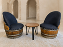 Whiskey & Wine Barrel Modern Table Set — Table and Chairs, Reclaimed Oak