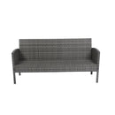 6 Piece Patio Wicker Sectional Set Patio Backyard Conversation Set Grey Wicker + Dark Grey Cushion
