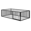 Metal Floor Bed Frame With Fence And Door by Unique Piece Furniture