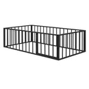Metal Floor Bed Frame With Fence And Door by HouseOfZazla