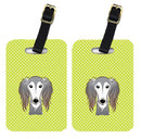 Checkerboard Lime Green Saluki Luggage Tag
