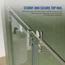 Frameless Shower Door, Sliding Shower Door, Premium 5 / 16" (8 Mm) Thick Tempered Glass Shower Enclosure With Towel Bar, Double Side Easy Clean Coat, Finished With Buffer