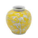 D8.7x9.1' Yellow and White Wide Curved Plum Blossom Vase by HouseOfZazla