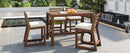 TREXM Rustic Patio Bar Set with Ergonomic Chairs, Solid Wood Slatted Tabletop in Mocha+Beige Cushion by Montret