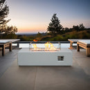 Outdoor Concrete Propane Gas Rectangle Fire Pit Table by HouseOfZazla