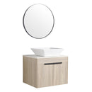 24" Modern Design Float Bathroom Vanity With Ceramic Basin Set, Wall Mounted White Oak Vanity With Soft Close Door, KD-PackingD-Packing Pieces