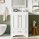 Bathroom Vanity With Ceramic Sink Combo, Modern Freestanding Storage Cabinet With Silver Handles
