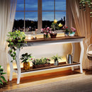 Console Table With Design, Extra Long Sofa Table For Living Entryway - Brown / White by HouseOfZazla