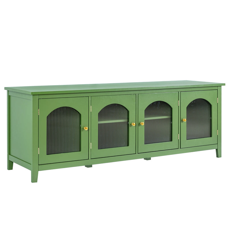 71-inch stylish TV cabinet TV frame TV stand solid wood frame, Changhong glass door, antique green, can be placed in the children's room, bedroom living room wherever you need