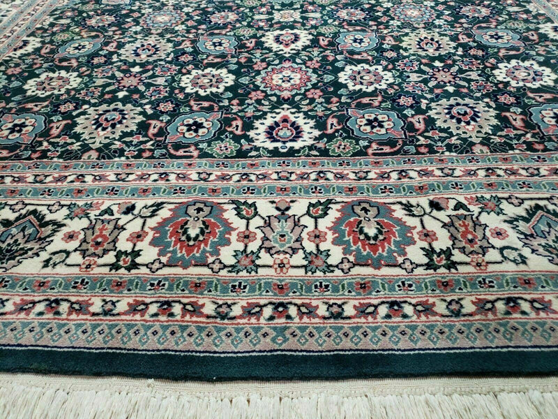 8' X 10' Handmade Indian Oriental Wool Rug Carpet Organic Dye Forest Green Nice