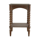 Rustic Brown Wood Coffee Table with Turned Spiral Legs and Lower Shelf by HouseOfZazla