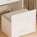 Compact 3 In 1 Vanity Desk With Open Top Mirror, Glass Desktop, 5 Height - White by HouseOfZazla