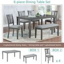 6 Pieces Kitchen Dining Set, Rectangular Wooden Dining Table With 4 Upholstered Chairs And A Bench by Unique Piece Furniture