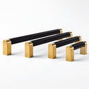 Bold, Solid Brass Black & Gold Knurled Cabinet Pulls