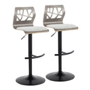 Folia - Contemporary Adjustable Barstool With Swivel With Rounded T Footrest (Set of 2) by HouseOfZazla