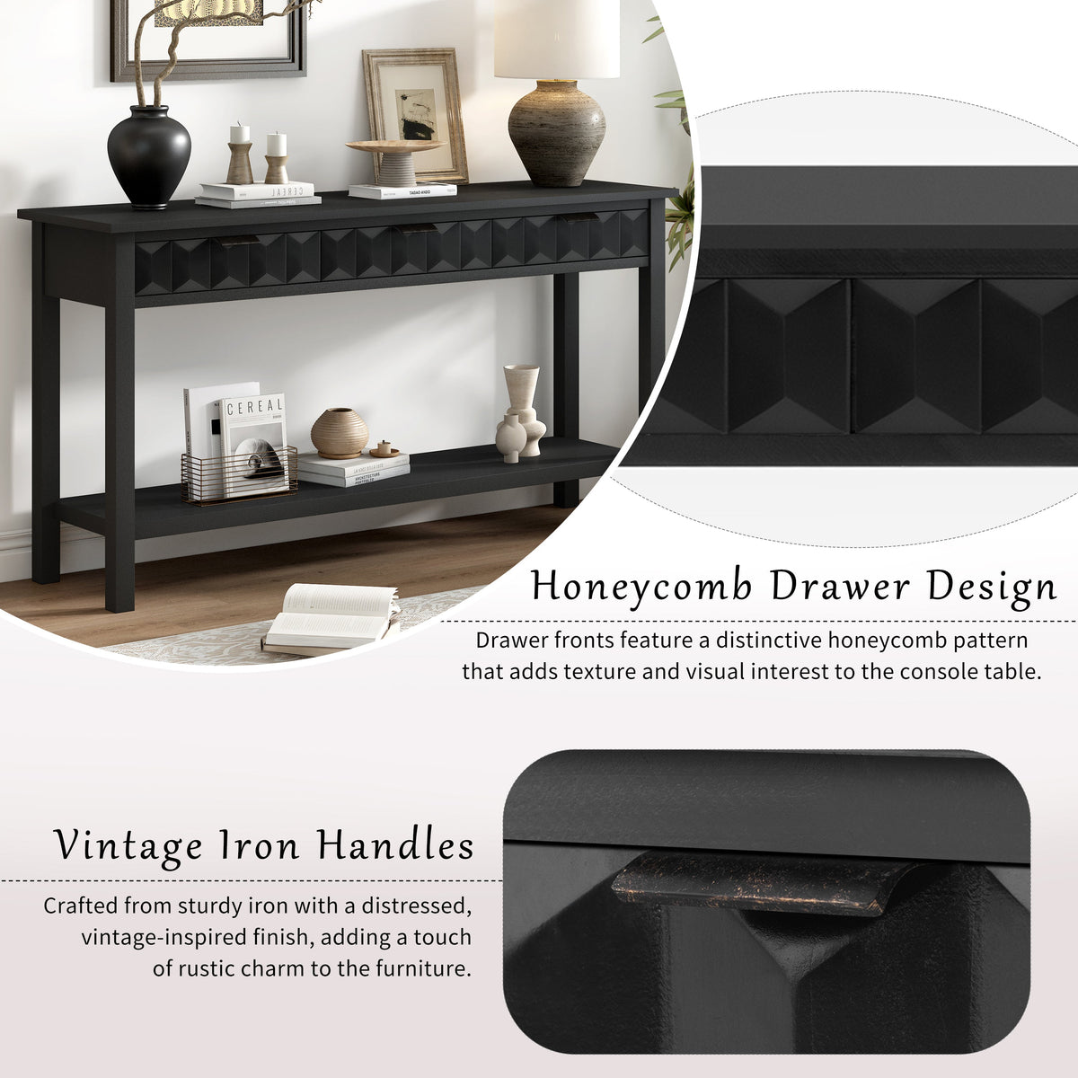 U_Style 58.3'' Fir Veneer Entryway Table, photo 7 of 10