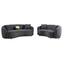 Luxe Upholstered Curved Sofa With Trim And Diamond Quilting - Dark Gray by HouseOfZazla