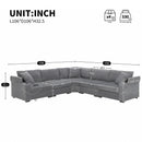 Convertible L Shaped Sectional Corner Couch With Armrest Storage Cup Holders USB Charger, Irregular Corner Oversized Comfy Modular Sofa by Unique Piece Furniture
