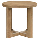 Kessler 3-piece Round Sculptural Wood Coffee Table Set Light Oak