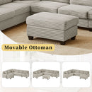 Upholstered U-Shaped Sectional Sofa With Movable Ottoman And Side Storage Pockets by Unique Piece Furniture