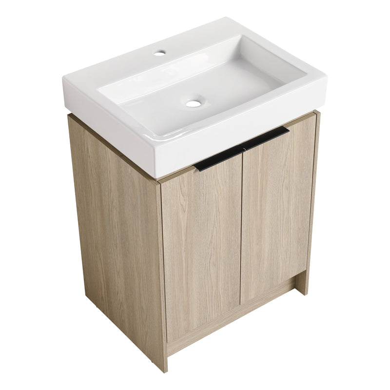 24 Inch Bathroom Vanity With Ceramic Basin (KD-Packing)