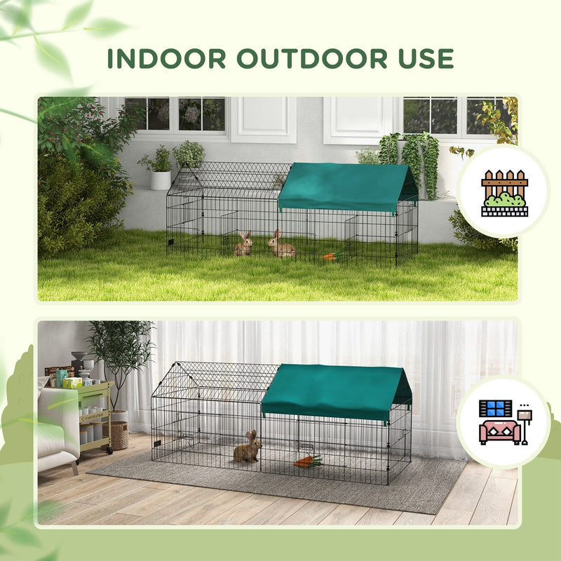 73" Small Animal Playpen, Pet Playpen Yard Fence for Rabbits, Chicken, Chinchillas with Roof for Indoor & Outdoor, Green