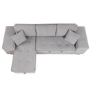 Modern L-Shape 3 Seat Reversible Sectional Couch, Pull Out Sleeper Sofa With Storage Chaise And 2 Stools For Living Room Furniture Set by HouseOfZazla