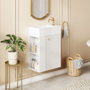 Floating Bathroom Vanity With Resin Basin, Left Side Storage - White by HouseOfZazla