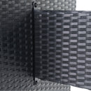 7 Piece Outdoor Patio Wicker Dining Set Patio With Adjustable Backrest Black Wicker + Dark Grey Cushion