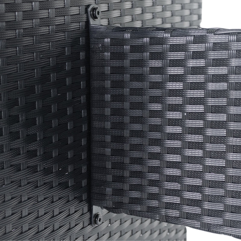 7 Piece Outdoor Patio Wicker Dining Set Patio With Adjustable Backrest Black Wicker + Dark Grey Cushion