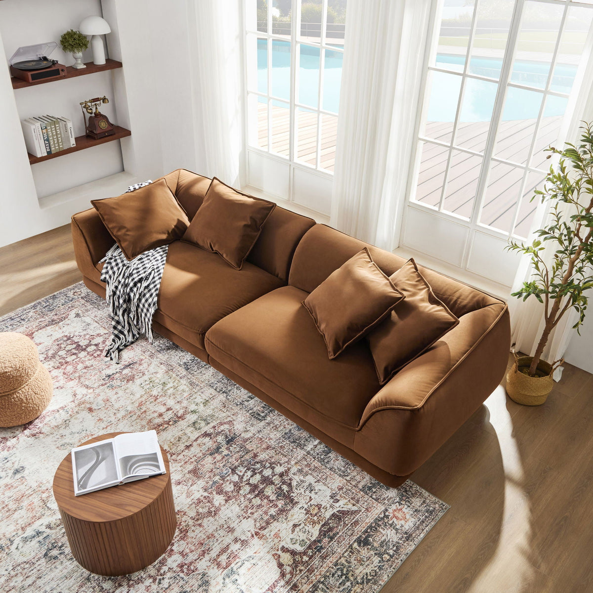 Nordic Modern Sofa With Removable Pillowcase, High Density Sponge Filling, 4 Throw Pillows, photo 2 of 14