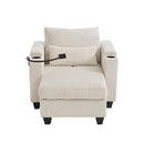 Convertible Chaise Lounge Sofa Chair With USB Ports, Cup Holders, Phone Holder And Storage by HouseOfZazla