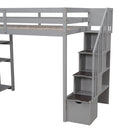 Loft Bed With Storage Drawers And Stairs With Shelves