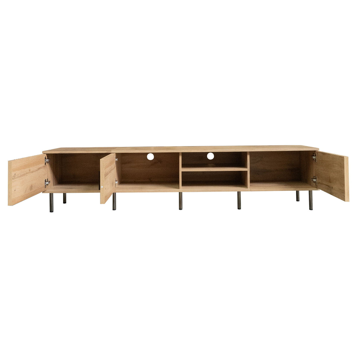 78" TV Stand For TVs Up To 85" With Closed Storage, Living Room Entertainment Center - Natural Wood, photo 2 of 16