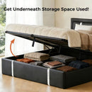 Upholstered Platform Bed Frame With Adjustable LED Headboard, USB C-Charging, Hydraulic Lift by Unique Piece Furniture