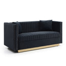 Contemporary Vertical Channel Tufted Sofa Loveseat Modern Upholstered Couch For Living Room With 2 Pillows by HouseOfZazla