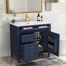 Bathroom Vanity With Top Sink, Modern Bathroom Storage Cabinet, 2 Drawers And A Tip-Out Drawer, Single Sink Bathroom Vanity - Blue by HouseOfZazla
