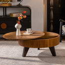 Round Retro Coffee With Solid Wood Legs by Unique Piece Furniture