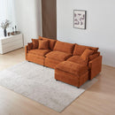 Modular L-Shaped Sectional Sofa with Ottoman, Chenille Fabric Sofa Couch, Comfy Upholstered Furniture for Living Room, Apartment, Studio, Office