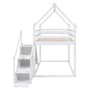 Twin Over Twin House Loft Or Bunk Bed With Slide And Staircase by HouseOfZazla