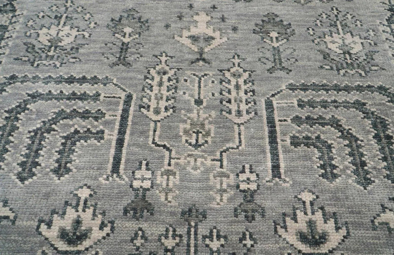 7' 11''x10' Tone On Tone Gray Hand Knotted LoomBloom Muted Turkish Oushak 100% Wool Transitional Oriental Area Rug