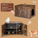 Wooden Hidden Cabinet Cat Furniture with Divider-Coffee by LJGDeals