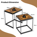 Set of 2 Modern Nesting End Tables with Metal Legs for Living Room-Rustic Brown by LJGDeals